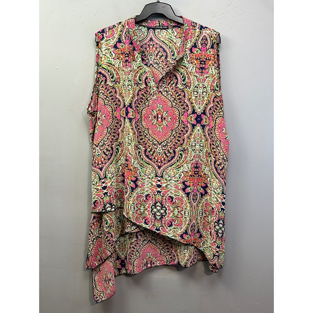 Cha Cha Vente Tunic Women 3X Pink Paisley Handkerchief Hem Floral Light Boho